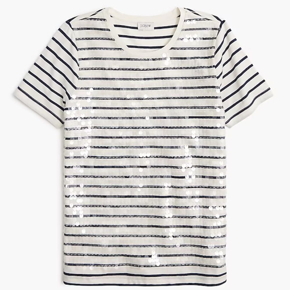 J. Crew Factory Striped sequin-embellished tee • size xxs • NWT • CE600
